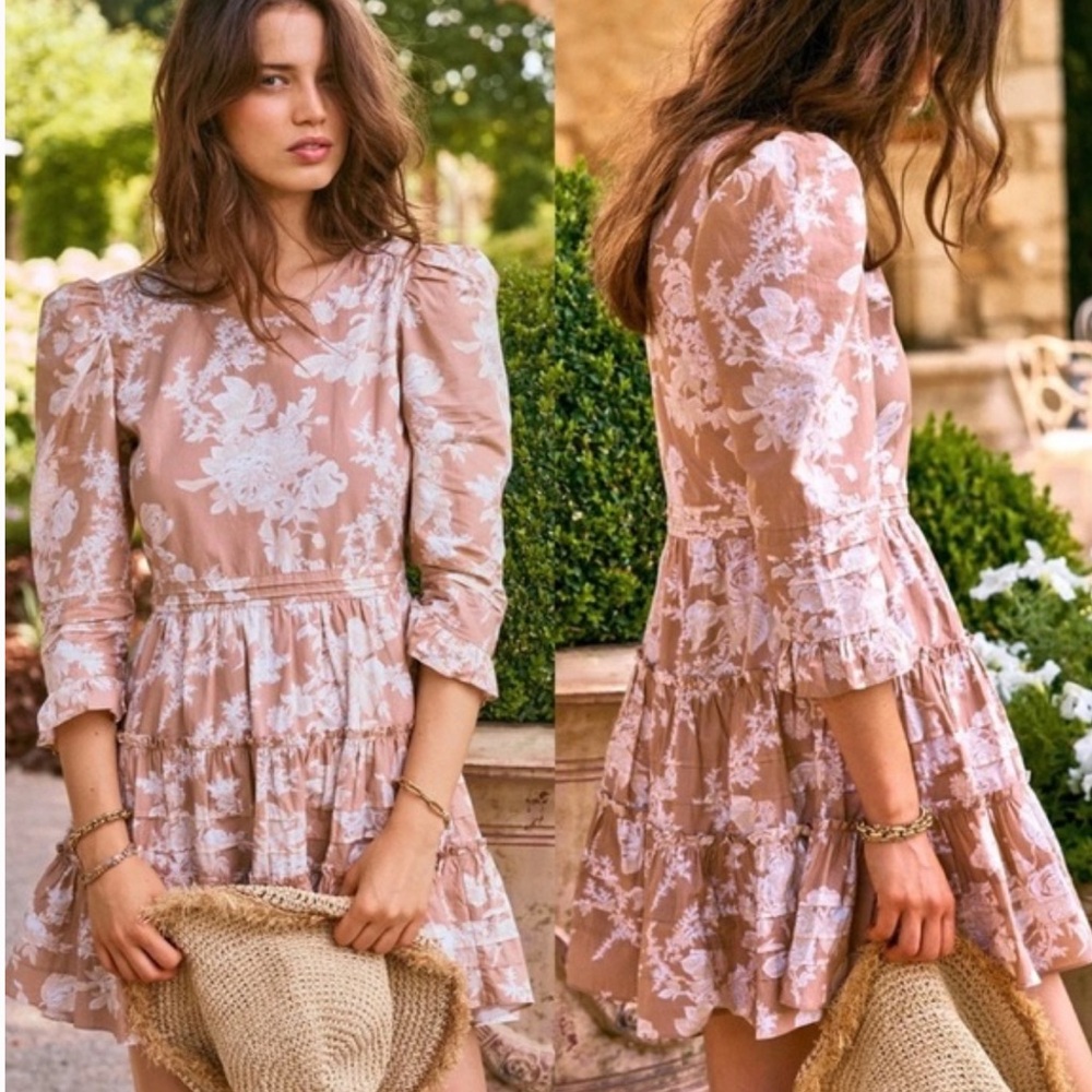 LoveShackFancy Lienzo Dress in Espresso Foam